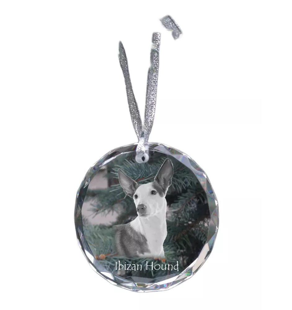 Ibizan Hound, Ibizan Podenco, Ibizan Warren Hound - crystal bauble with a photo, dog photo in crystal, personalized Christmas tree ornament by Art-Dog brand