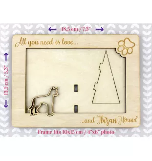 Podenco Ibicenco, Ibiza-Podenco,Ca Eivissec - Fotorahmen, gravierter Holzrahmen, ein schönes Gadget für den Hundeliebhaber von Art-Dog