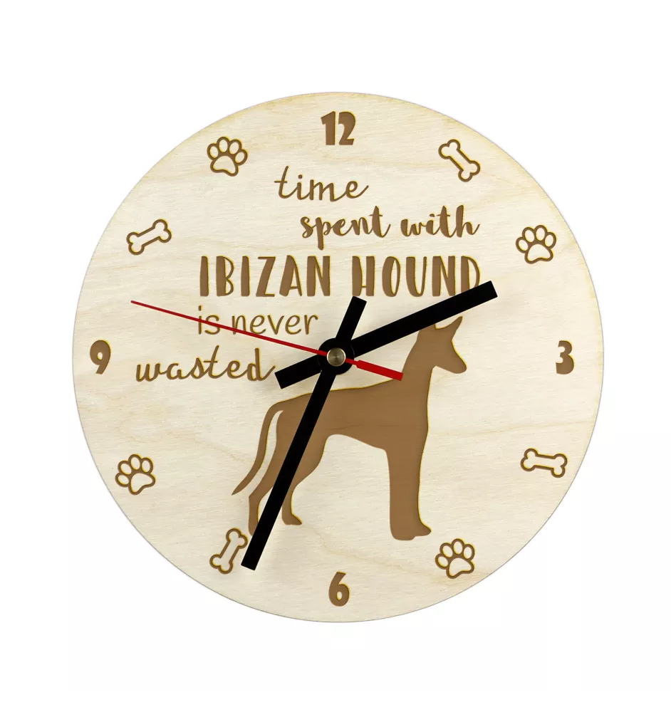 Ibizan Hound, Ibizan Podenco, Ibizan Warren Hound - clock with dog, wooden clock with engraving, personalised clock by Art-Dog