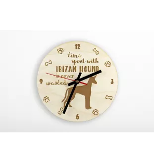 Ibizan Hound, Ibizan Podenco, Ibizan Warren Hound - clock with dog, wooden clock with engraving, personalised clock by Art-Dog