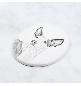 Podenco Ibicenco, Ibiza-Podenco,Ca Eivissec - Gedenktafel mit einem Foto eines Hundes, Grabplatte mit Druck, personalisierte ovale Platte der Marke Art-Dog
