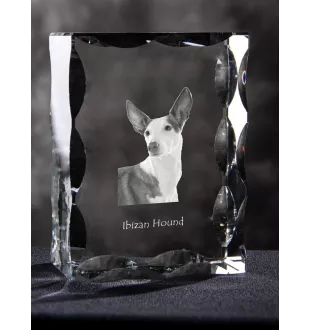 Podenco Ibicenco, Ibiza-Podenco,Ca Eivissec - Kristall mit einem Hundebild, Glasstatuette mit einem Bild, einzigartiger Bilderrahmen der Marke Art-Dog