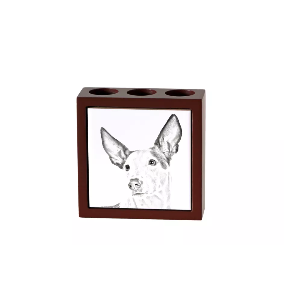 Ibizan Hound, Ibizan Podenco, Ibizan Warren Hound - pen holder with a dog, desk organizer with a print, personalized desk decoration from the Art-Dog brand.