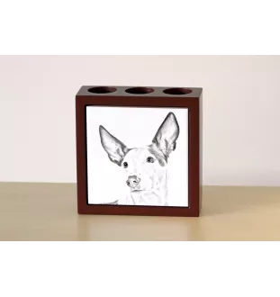Ibizan Hound, Ibizan Podenco, Ibizan Warren Hound - pen holder with a dog, desk organizer with a print, personalized desk decoration from the Art-Dog brand.