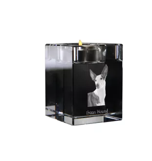 Ibizan Hound, Ibizan Podenco, Ibizan Warren Hound - Candle holder with dog photo, crystal tealight holder, personalised gift by Art-Dog brand