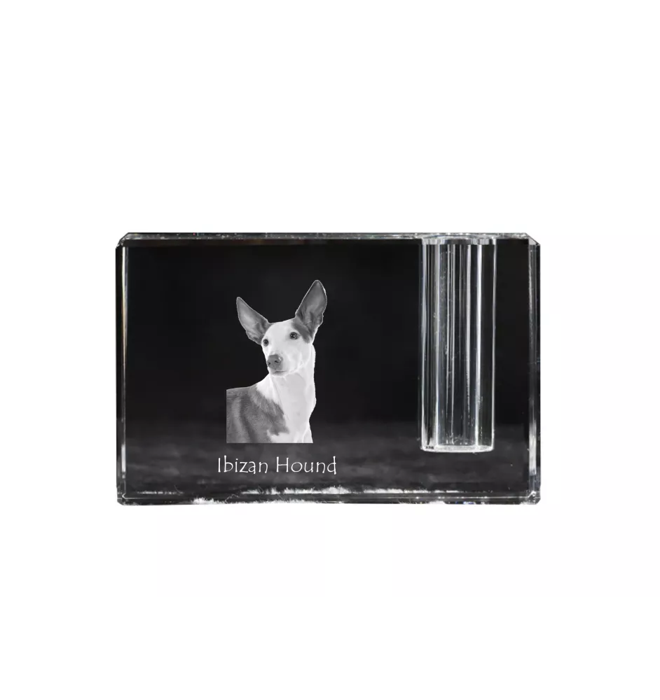 Ibizan Hound, Ibizan Podenco, Ibizan Warren Hound - Pen stand, crystal organiser with dog photo, unique desk decoration by Art-Dog brand