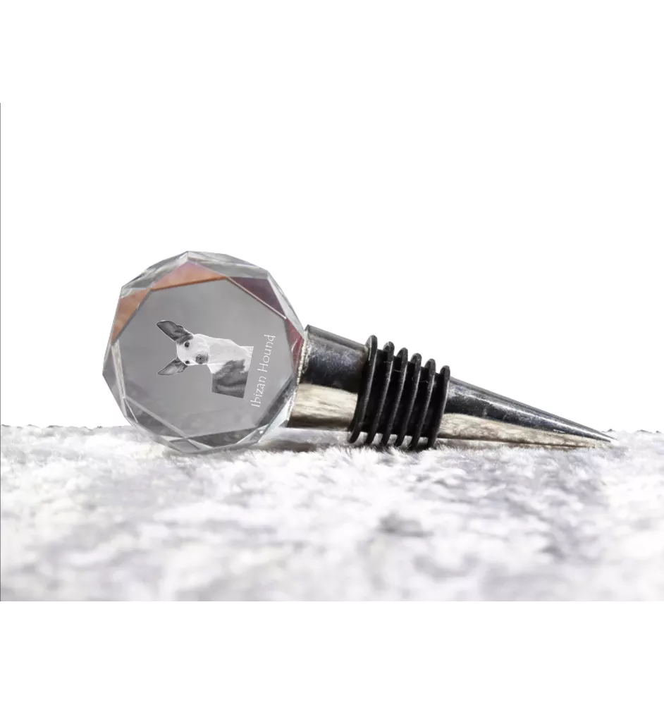 Ibizan Hound, Ibizan Podenco, Ibizan Warren Hound - Bottle stopper, crystal wine stopper with photo, personalised gift for bartender by Art-Dog brand