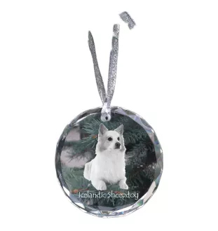 Islandhund, Isländischer Spitz, Isländischer Schäferhund - Kristallkugel mit Foto, Hundebild im Kristall, personalisierter Christbaumschmuck von Art-Dog.