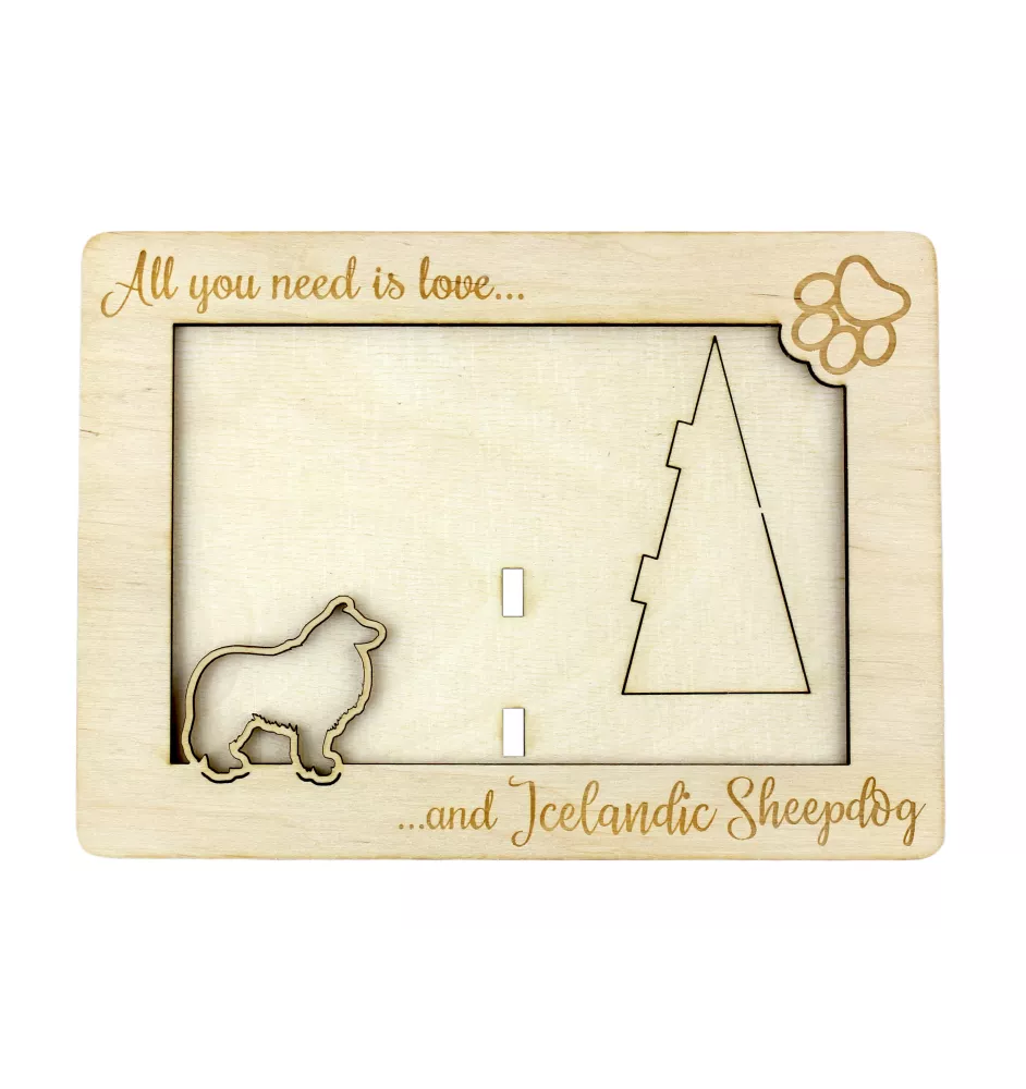 Islandhund, Isländischer Spitz, Isländischer Schäferhund - Fotorahmen, gravierter Holzrahmen, ein schönes Gadget für den Hundeliebhaber von Art-Dog