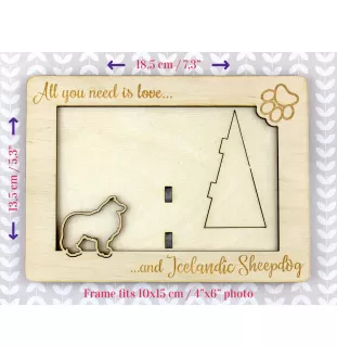 Chien de berger islandais, Berger d'Islande - Cadre photo, cadre en bois gravé, un joli gadget pour l'amoureux des chiens par Art-Dog