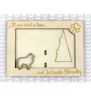 Chien de berger islandais, Berger d'Islande - Cadre photo, cadre en bois gravé, un joli gadget pour l'amoureux des chiens par Art-Dog
