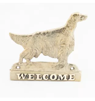 Setter irlandais - une plaque de porte avec un chien, une plaque de bienvenue en laiton, une enseigne exceptionnelle avec l'inscription Welcome de la marque Art-Dog