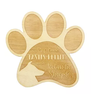 Icelandic Sheepdog, Icelandic Spitz, Iceland Dog - Mug coaster, engraved coaster with dog, gift for dog lover by Art-Dog brand