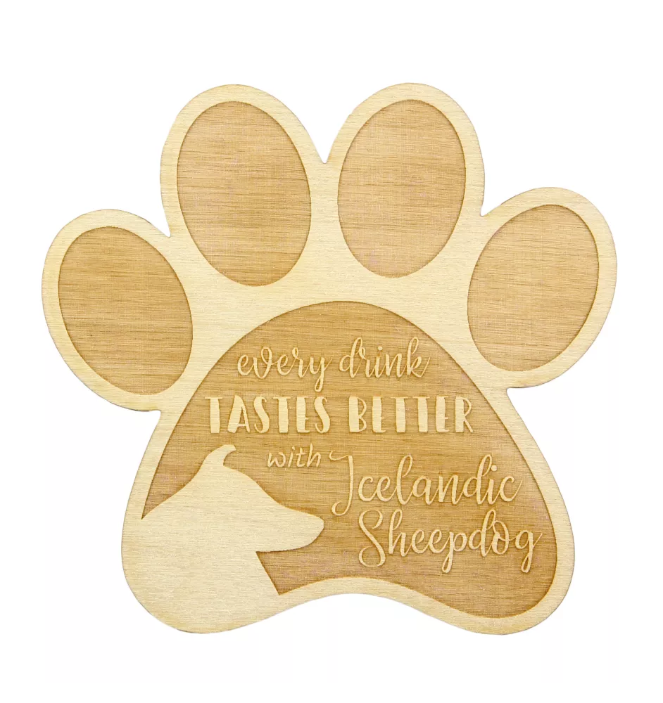 Islandhund, Isländischer Spitz, Isländischer Schäferhund - Tasse Untersetzer, graviert Untersetzer mit Hund, Geschenk für Hundeliebhaber von Art-Dog Marke