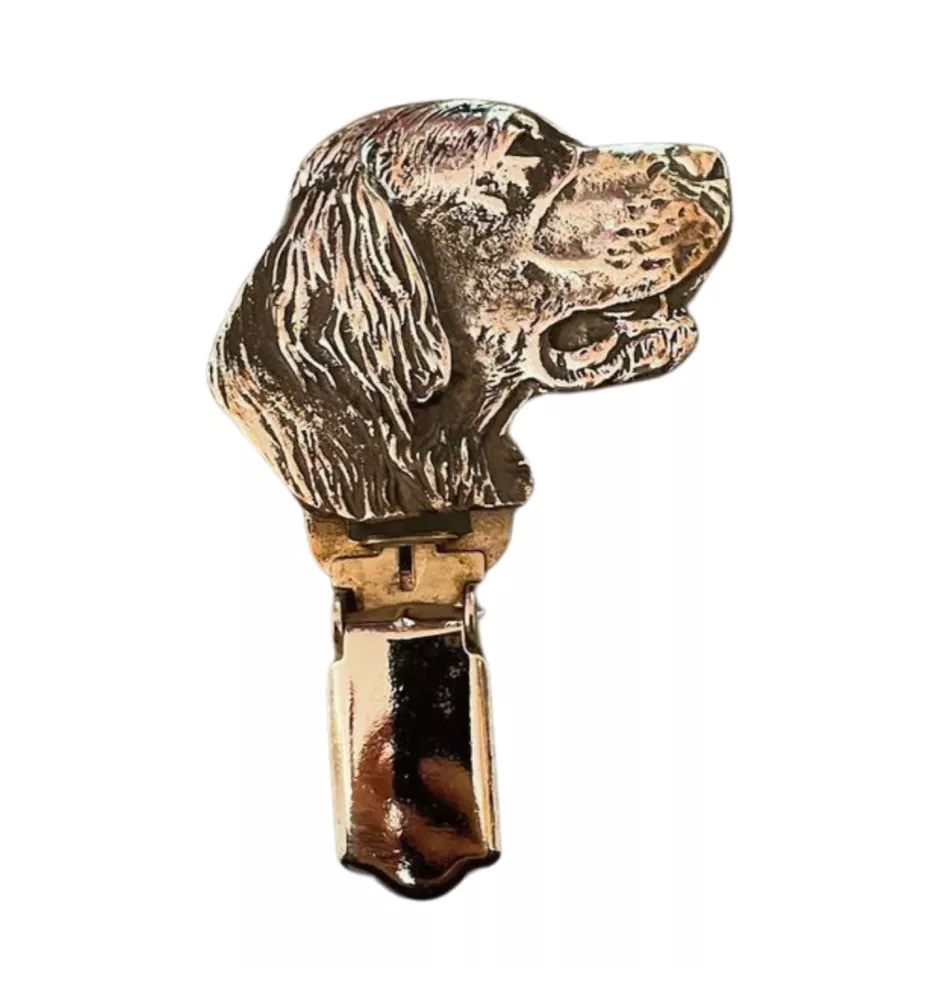Irish Setter - brooch with a clip, holder for a start number, silver-plated dog show pin from the Art-Dog brand