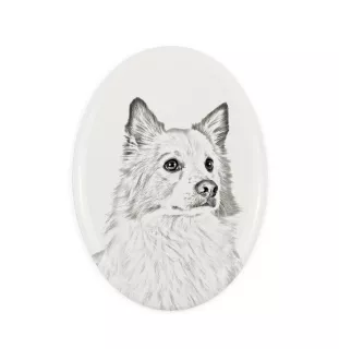 Islandhund, Isländischer Spitz, Isländischer Schäferhund - Gedenktafel mit einem Foto eines Hundes, Grabplatte mit Druck, personalisierte ovale Platte der Marke Art-Dog