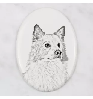Islandhund, Isländischer Spitz, Isländischer Schäferhund - Gedenktafel mit einem Foto eines Hundes, Grabplatte mit Druck, personalisierte ovale Platte der Marke Art-Dog