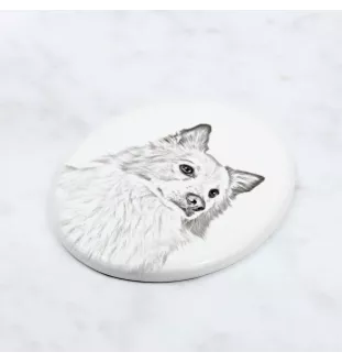 Chien de berger islandais, Berger d'Islande - une plaque commémorative avec une photo de chien, une plaque funéraire avec une impression, une plaque ovale personnalisée de la marque Art-Dog