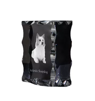 Islandhund, Isländischer Spitz, Isländischer Schäferhund - Kristall mit einem Hundebild, Glasstatuette mit einem Bild, einzigartiger Bilderrahmen der Marke Art-Dog