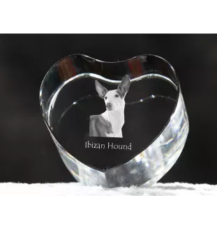 Ibizan Hound, Ibizan Podenco, Ibizan Warren Hound - a photo of a dog in crystal, crystal heart, unique photo frame from the Art-Dog brand