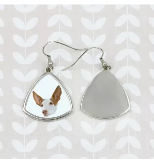 Podenco d'Ibiza, chien de garenne des Baléares - boucles d'oreilles avec une photo et un motif de chien géométrique Art-Dog