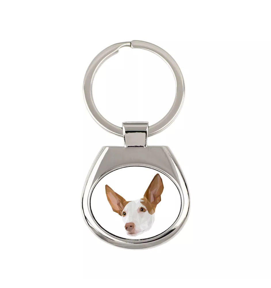 Ibizan Hound, Ibizan Podenco, Ibizan Warren Hound - geometric keychain with a photo and the inscription Art-Dog