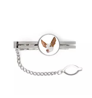 Ibizan Hound, Ibizan Podenco, Ibizan Warren Hound - geometric tie clip with a picture and inscription from Art-Dog