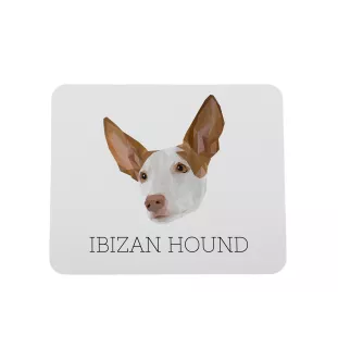 Podenco d'Ibiza, chien de garenne des Baléares - tapis de souris géométrique avec photo et inscription Art-Dog