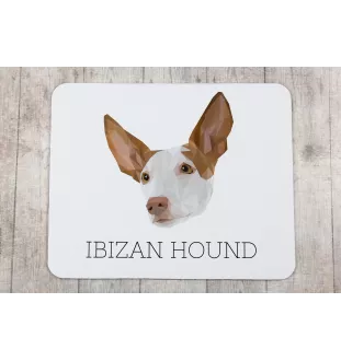 Podenco Ibicenco, Ibiza-Podenco,Ca Eivissec - geometrisches Mauspad mit Bild und Aufschrift von Art-Dog