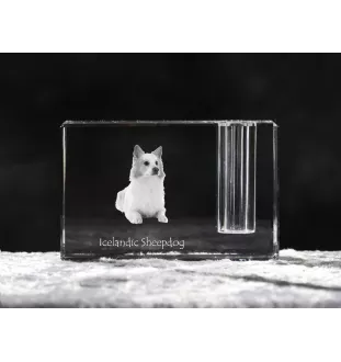 Chien de berger islandais, Berger d'Islande - Porte-stylos, organiseur en cristal avec photo de chien, décoration de bureau unique par la marque Art-Dog