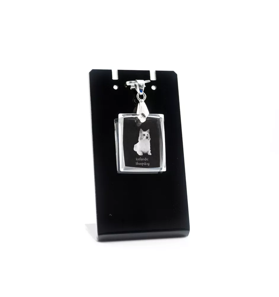 Icelandic Sheepdog, Icelandic Spitz, Iceland Dog - Crystal dog pendant, photo necklace, unique jewellery by Art-Dog