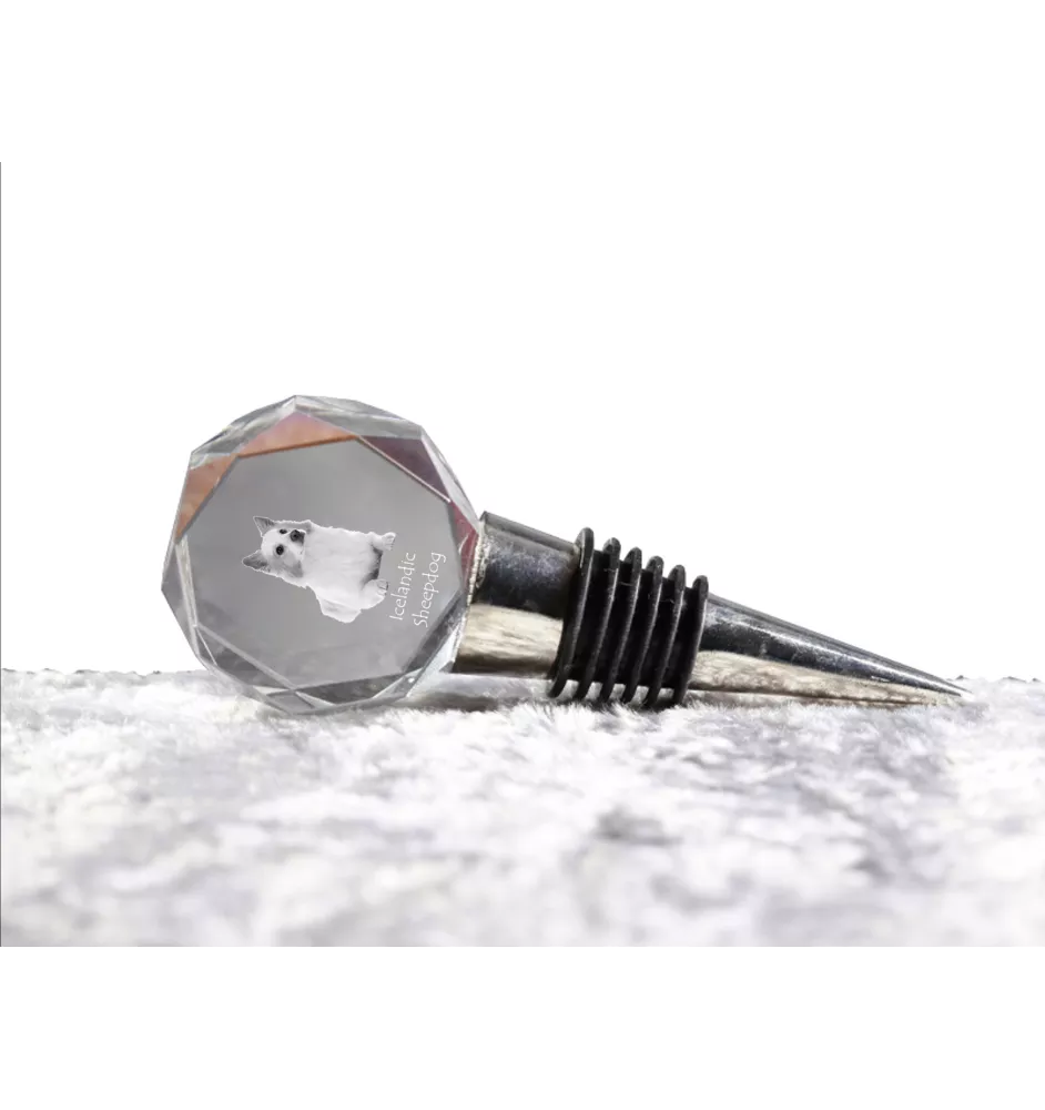 Islandhund, Isländischer Spitz, Isländischer Schäferhund - Flaschenverschluss, Weinverschluss aus Kristall mit Foto, personalisiertes Geschenk für Barkeeper der Marke Art-Dog