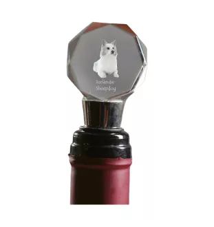 Islandhund, Isländischer Spitz, Isländischer Schäferhund - Flaschenverschluss, Weinverschluss aus Kristall mit Foto, personalisiertes Geschenk für Barkeeper der Marke Art-Dog