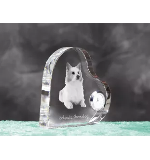 Islandzki szpic pasterski zegar w kształcie serca z psem Art-Dog