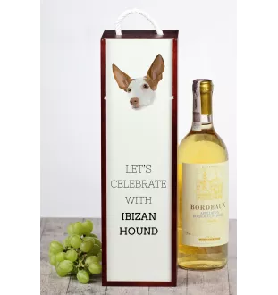 Ibizan Hound, Ibizan Podenco, Ibizan Warren Hound - geometric box with a picture and inscription for wine by Art-Dog