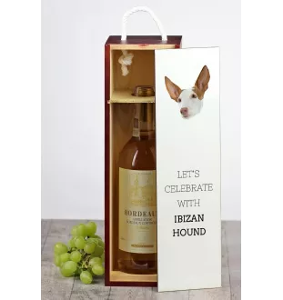 Podenco Ibicenco, Ibiza-Podenco,Ca Eivissec - geometrische Box mit einem Bild und Schriftzug für Wein der Marke Art-Dog