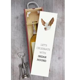 Ibizan Hound, Ibizan Podenco, Ibizan Warren Hound - geometric box with a picture and inscription for wine by Art-Dog