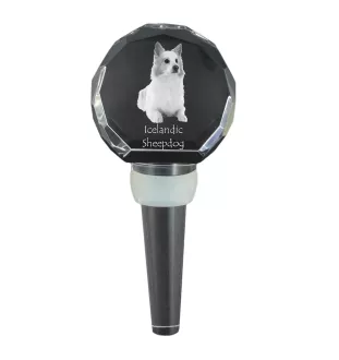 Icelandic Sheepdog, Icelandic Spitz, Iceland Dog - Crystal bottle stopper, unique wine stopper with photo, personalised gift for sommelier by Art-Dog brand