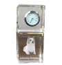 Icelandic Sheepdog, Icelandic Spitz, Iceland Dog - crystal clock with a photo, a photo of a dog in crystal, personalized desk clock by Art-Dog brand