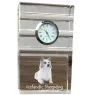 Icelandic Sheepdog, Icelandic Spitz, Iceland Dog - glass clock with a photo, photo of a dog in crystal, personalized standing office clock by Art-Dog brand