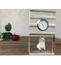 Icelandic Sheepdog, Icelandic Spitz, Iceland Dog - glass clock with a photo, photo of a dog in crystal, personalized standing office clock by Art-Dog brand