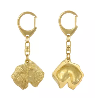 Soft-coated Wheatan Terrier  - Vergoldeter Schlüsselanhänger mit Hund in Geschenkbox, Handtaschen-Dekoration, Luxus-Accessoire der Marke Art-Dog