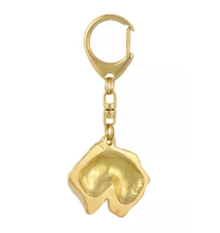 Terrier de Wheatan à poil doux  - Porte-clés doré avec chien dans boîte cadeau, décoration de sac à main, accessoire de luxe de la marque Art-Dog