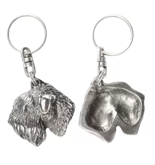 Terrier de Wheatan à poil doux  - Pendentif argenté avec un chien dans une boîte décorative, décoration de sac à main, pendentif de sac à dos par la marque Art-Dog