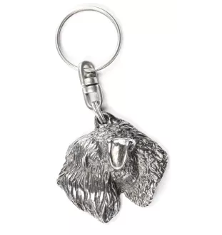 Terrier de Wheatan à poil doux  - Pendentif argenté avec un chien dans une boîte décorative, décoration de sac à main, pendentif de sac à dos par la marque Art-Dog