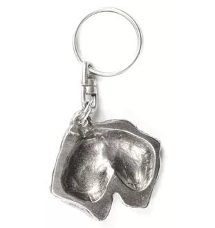 Terrier de Wheatan à poil doux  - Pendentif argenté avec un chien dans une boîte décorative, décoration de sac à main, pendentif de sac à dos par la marque Art-Dog