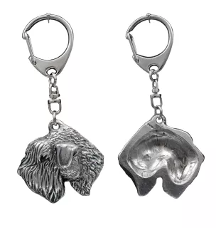 Soft-coated Wheatan Terrier  - Silver-plated key ring with a dog in a gift box, handbag decoration, backpack pendant by Art-Dog brand