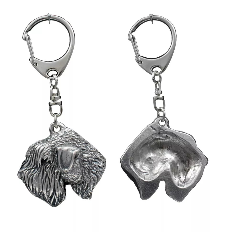 Soft-coated Wheatan Terrier  - Silver-plated key ring with a dog in a gift box, handbag decoration, backpack pendant by Art-Dog brand