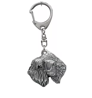 Soft-coated Wheatan Terrier  - Silver-plated key ring with a dog in a gift box, handbag decoration, backpack pendant by Art-Dog brand