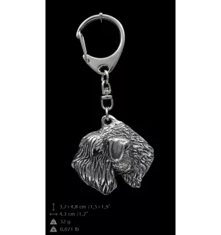 Soft-coated Wheatan Terrier  - Silver-plated key ring with a dog in a gift box, handbag decoration, backpack pendant by Art-Dog brand